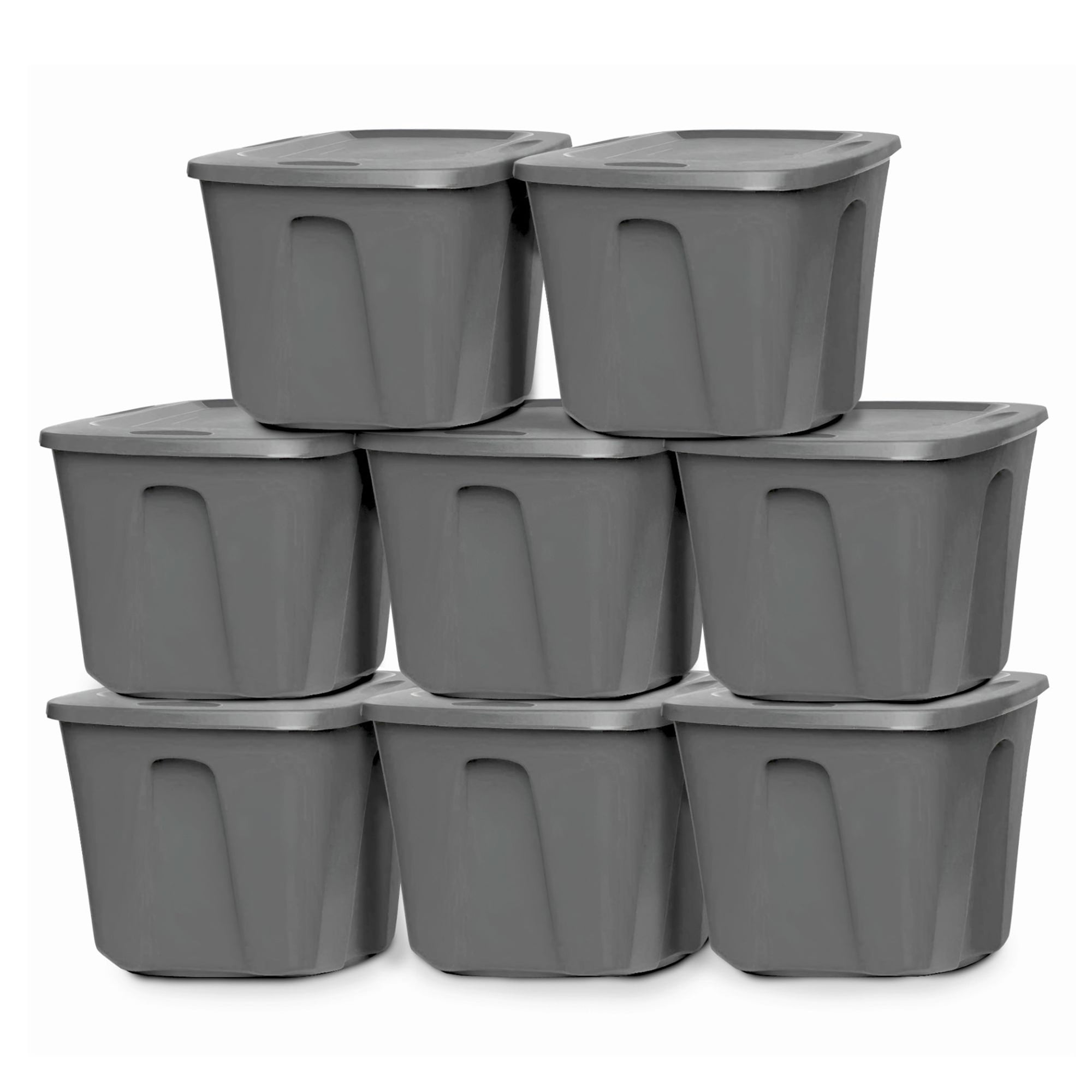Homz Large 18 Gallon Totes with Handles, Stackable Plastic Bins
