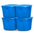 thumbnail image 1 of Homz 18 Gallon Storage Container, Blue Base and Lid, Set of 4, 1 of 11