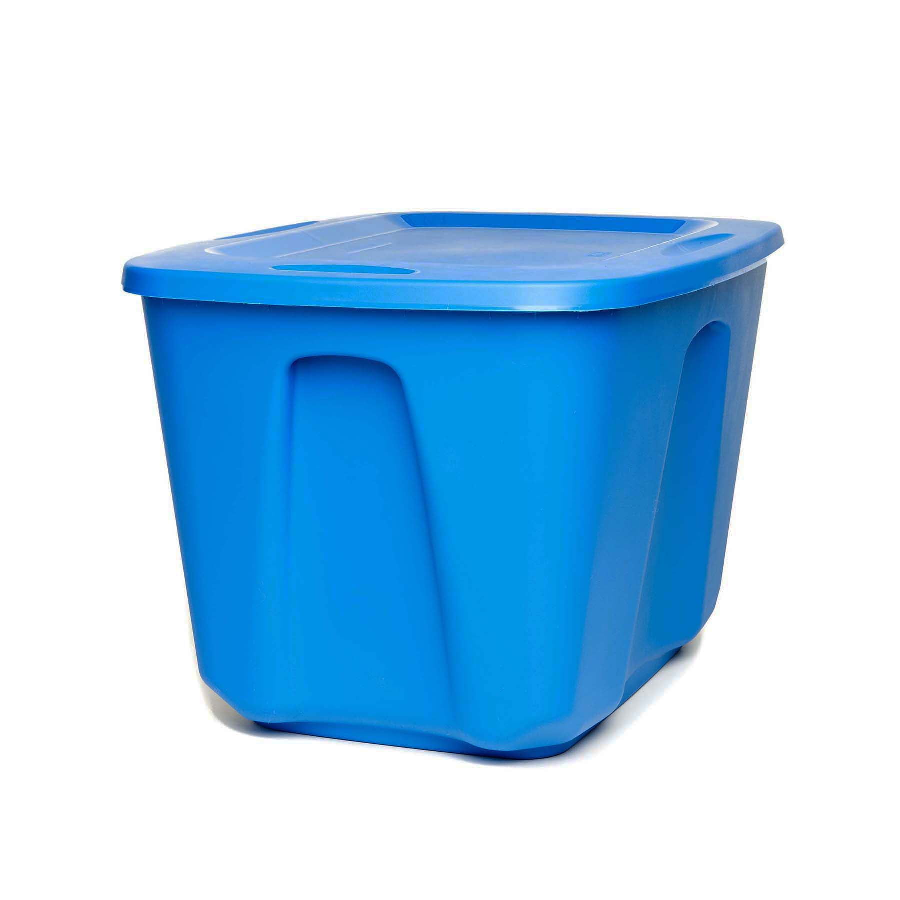 HOMZ 18 Gallon Medium Standard Stackable Plastic Storage Container Bin with  Secure Snap Lid for Home Organization, Blue, 4 Pack