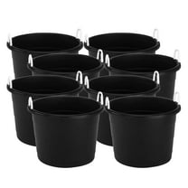 Homz 18 Gallon Utility Storage Bucket Tub with Rope Handles, Black, 8 Pack