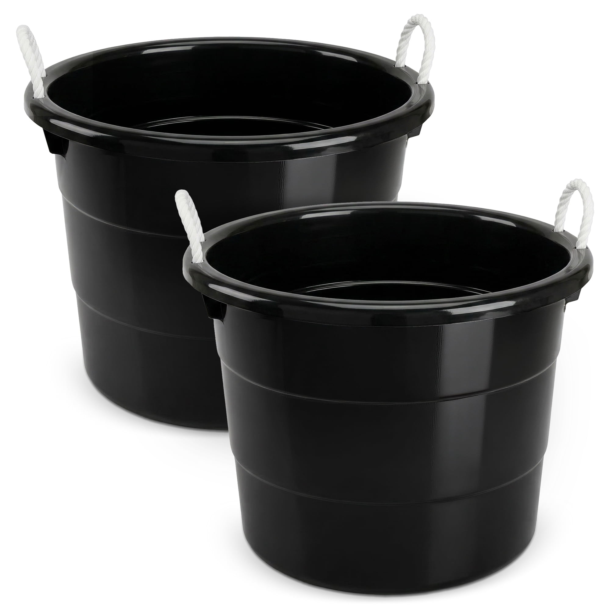 Homz, Utility Storage Bucket, 18 Gallon, 2 Pack with Rope Handles ...