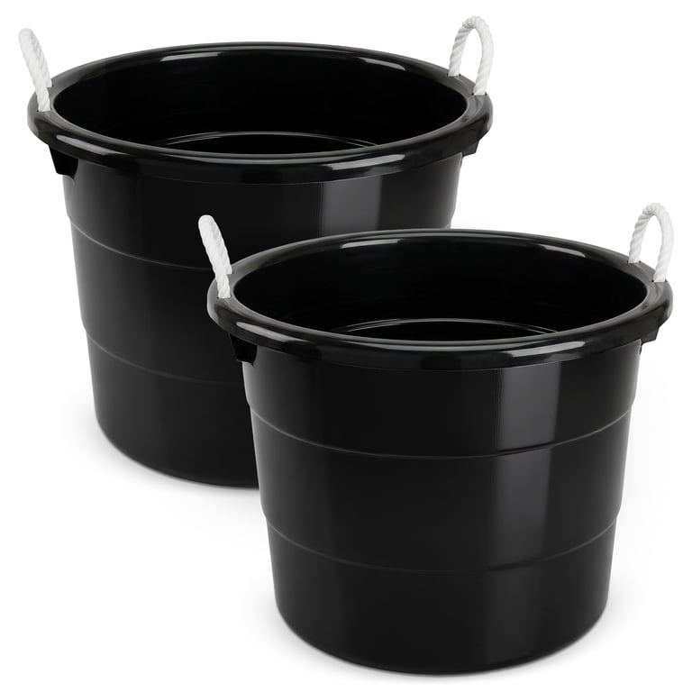 Homz, Utility Storage Bucket, 18 Gallon, 2 Pack with Rope Handles