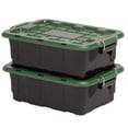 thumbnail image 1 of Homz 2 Pack 10-Gallon Plastic Stackable Home Storage Bins with Lids, Black/Green, 1 of 13
