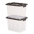 thumbnail image 1 of Homz 2 Pack 20-Gallon Clear Plastic Stackable Home Storage Bin with Lid, Black, 1 of 12