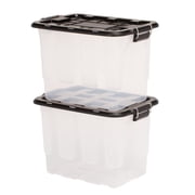 Homz 2 Pack 20-Gallon Clear Plastic Stackable Home Storage Bin with Lid, Black
