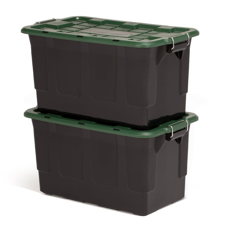 Homz 2 Pack 30-Gallon Plastic Stackable Home Storage Bins with