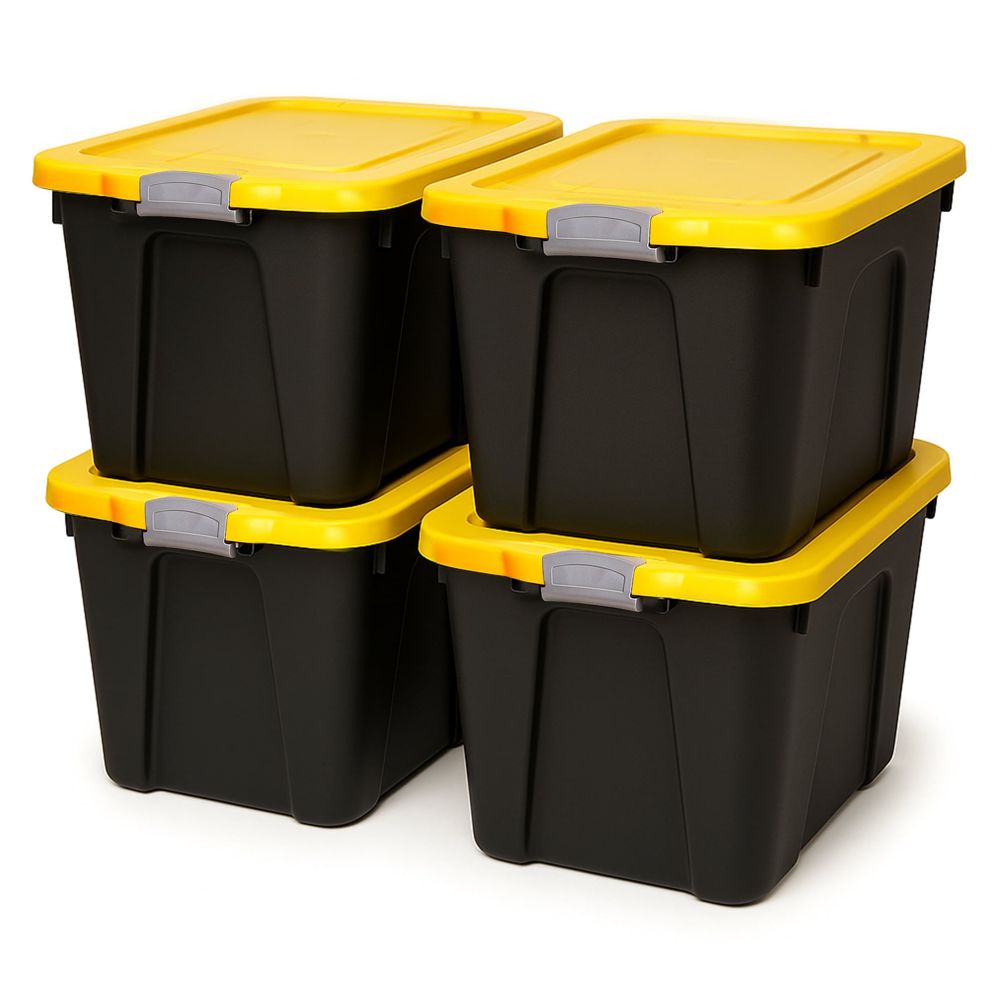 Homz 22 Gal Durabilt Storage Container w/Latch Lid, Black/Yellow