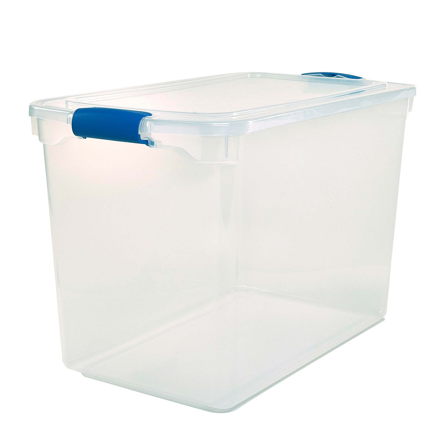 Homz 28 Gallon Stackable Latching Plastic Storage Boxes, Blue and Clear, 6 Count - image 1 of 7