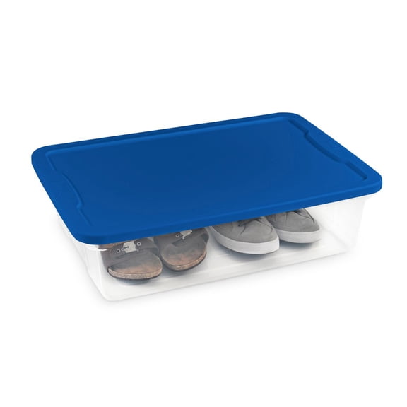 Homz 28 Qt Clear Storage Box, Blue