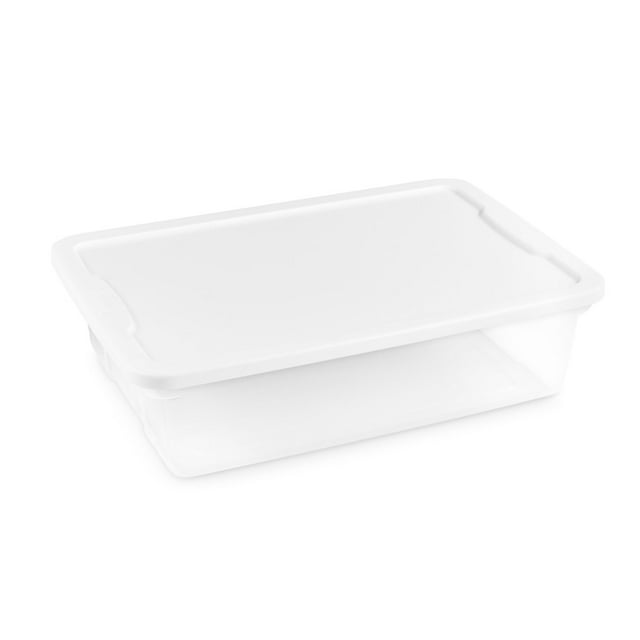 Homz 28 Qt. Plastic Underbed Storage Tote, Clear/White (Set of 8