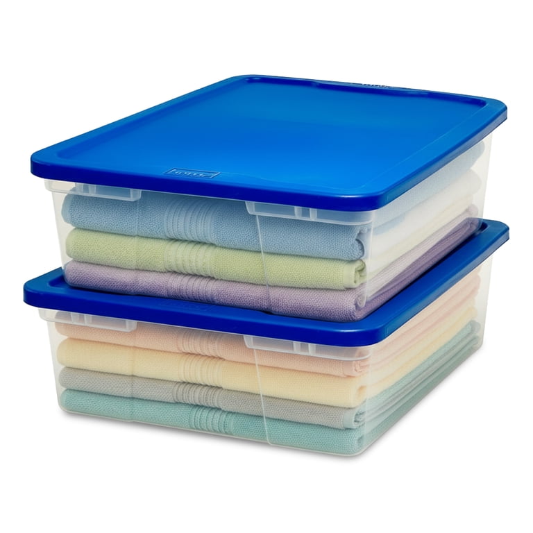 Homz, Plastic Storage Container Bin, 28 Qt, Clear with Latching
