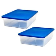 Homz 28 Qt Snaplock Clear Plastic Storage Container Bin with Lid, (2 Pack)