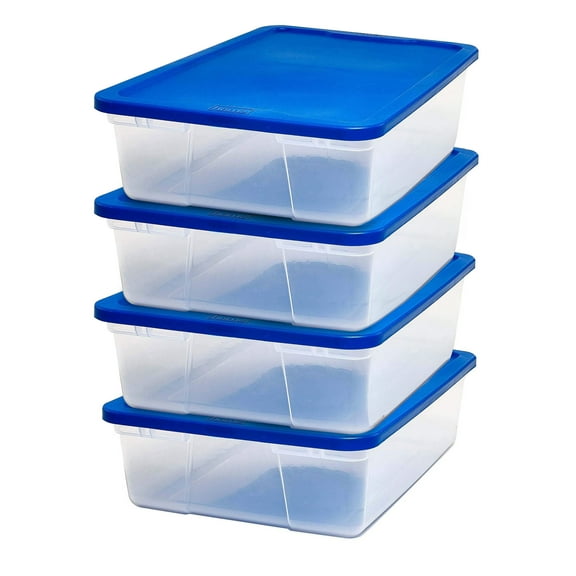 Homz 28 Qt Snaplock Clear Plastic Storage Container Bin with Lid (4 Pack)
