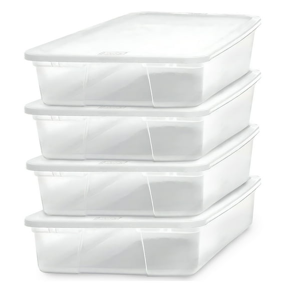 Homz 28 Qt Snaplock Clear Plastic Storage Container w/Secure Lid (4 Pack)