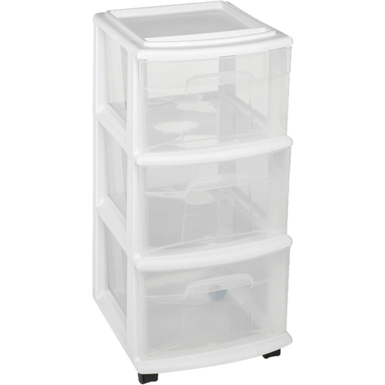 Homz Plastic 3 Drawer Medium Home Storage Container, Clear Drawers