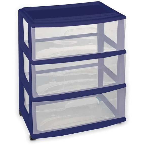 Homz 3-Drawer Wide Cart, Multiple Colors
