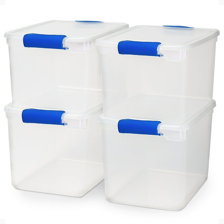 Homz 31 Qt Plastic Sealed Bins, Clear Latching Storage Containers