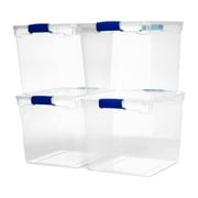 Homz 31 Qt. Clear Latching Storage Containers, Clear/Blue, Set of 4