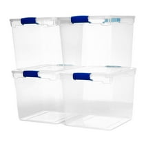 Homz 31 Qt. Clear Latching Storage Containers, Clear/Blue, Set of 4