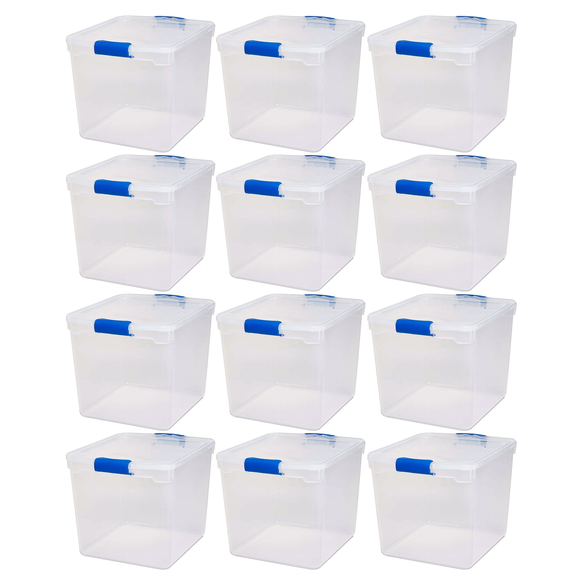 Homz 31 Quart Heavy Duty Clear Plastic Stackable Storage Containers, 12 Pk