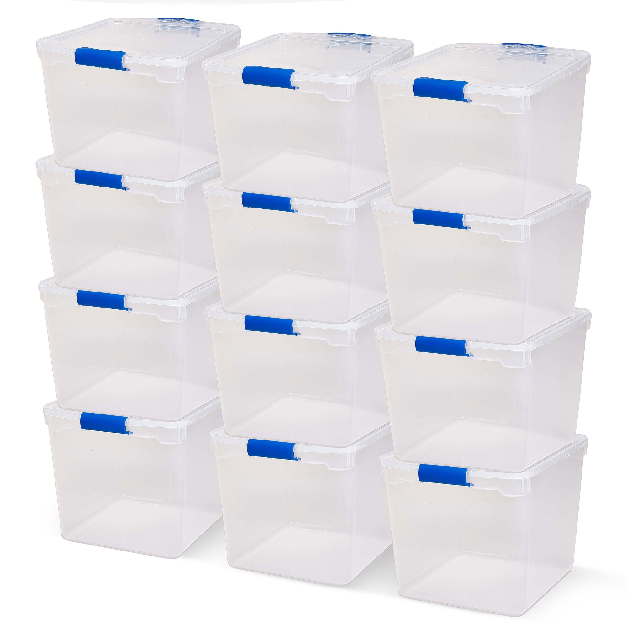 Homz 31 Quart Clear Plastic Storage Containers with Lids