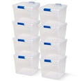 thumbnail image 1 of Homz 31 Quart Heavy Duty Modular Stackable Storage Containers, Clear, 8 Ct, 1 of 7