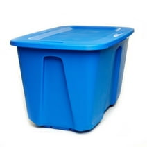 Homz® 32 Gallon Plastic Storage Container, Blue Bin with Matching Lid, Set of 2