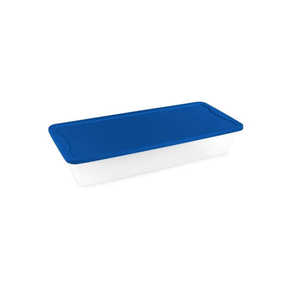 Homz 3241CLBL.06 Storage Tote snaplock 6" H X 34 3/8" W X 15.5" D Stackable Blue/Clear