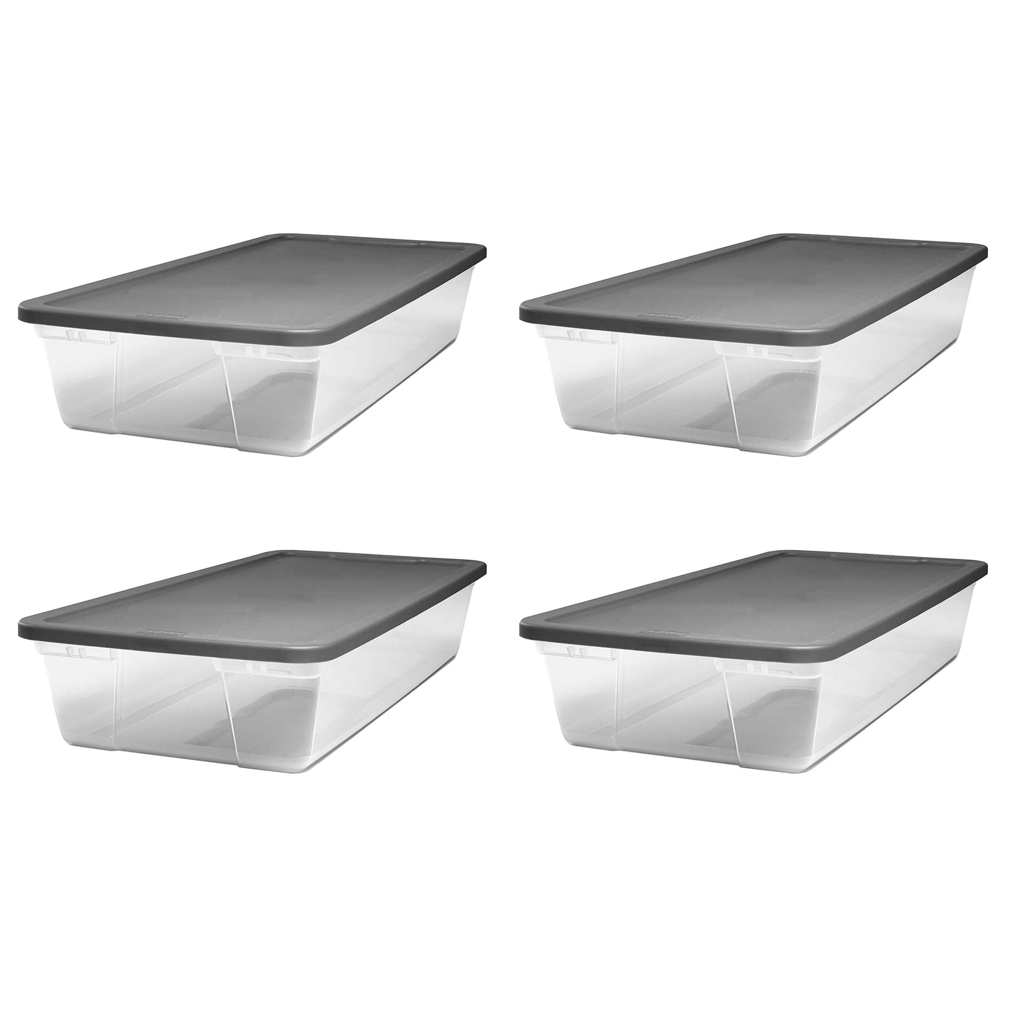 Clear 41-Quart Stackable Plastic Storage Bins with Gray Latching Lids