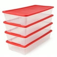 thumbnail image 1 of Homz 41Qt Clear Plastic Storage Container w/Red Lock Lid (4 Pack), 1 of 11
