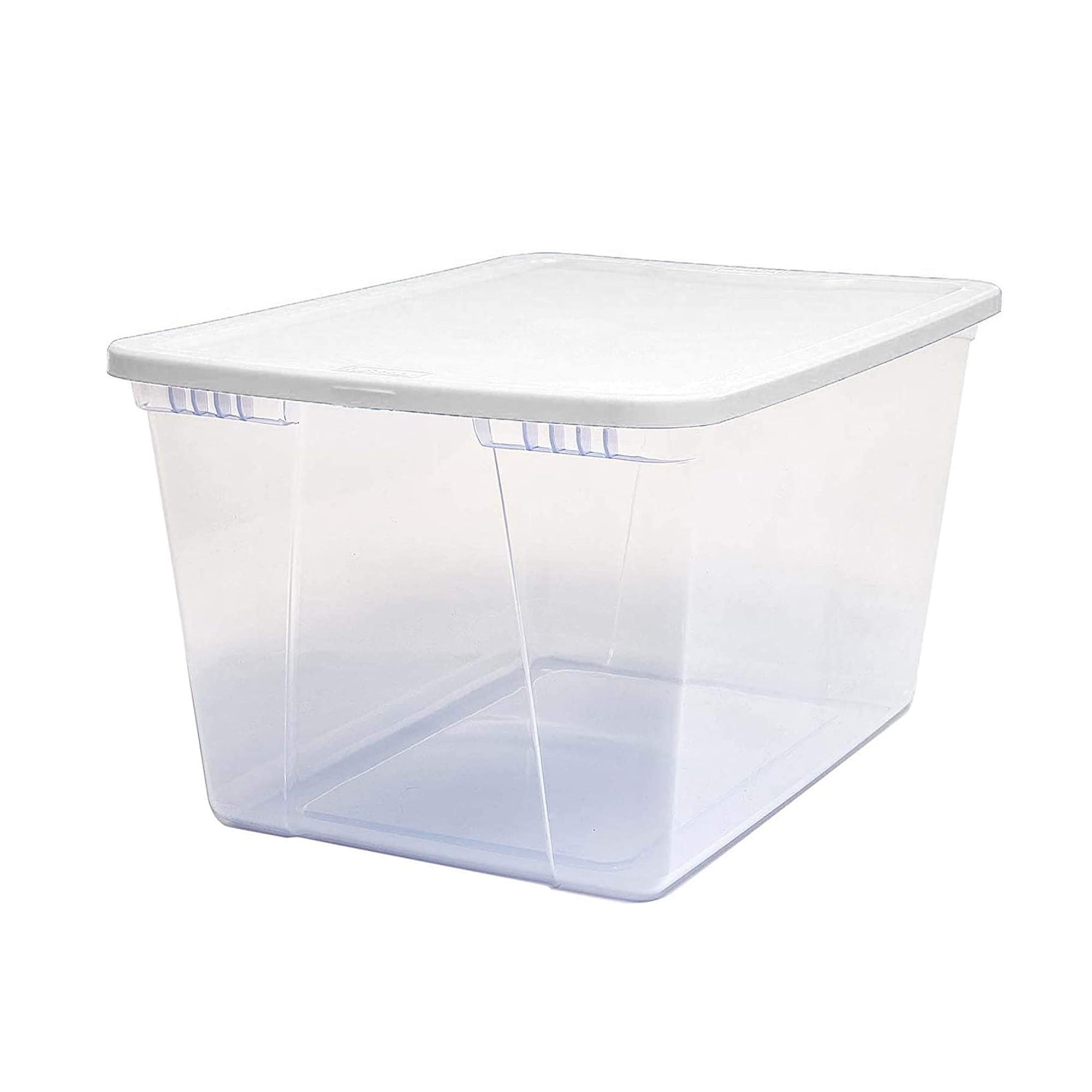 Clear Stackable Plastic Storage Containers with White Lids, 56 Quart, Set of 2