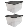thumbnail image 1 of Open Box Homz 56 Qt Stackable Storage Container w/Snaplock Lid, Gray (2 Pack), 1 of 12