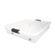 Homz 56 Quart Underbed Clear Plastic Latching Storage Container, 2 Pack