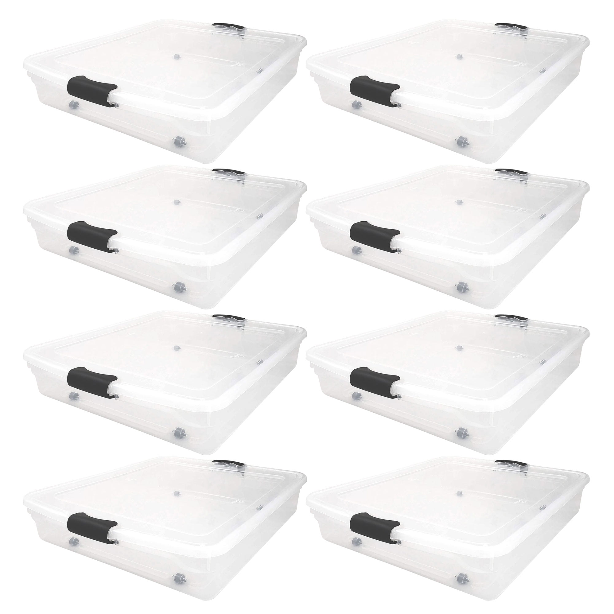 Homz 56 Quart Underbed Clear Plastic Latching Storage Container, 8 Pack ...