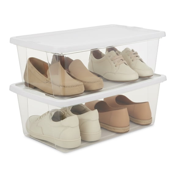 Homz 6 Qt Multipurpose Plastic Storage Containers with Lids (2 Pack)