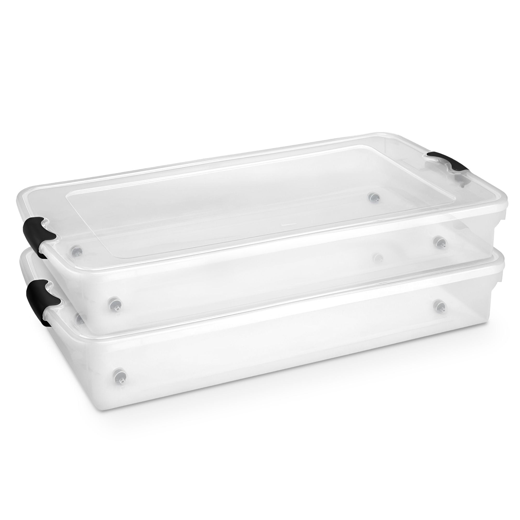 Homz 60 Qt. Latching Plastic Storage Container Set of 2, Clear