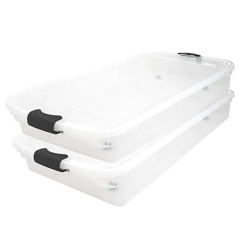 60 Quart Clear Storage Tote, Clear Base/Clear Lid, 2 Pack