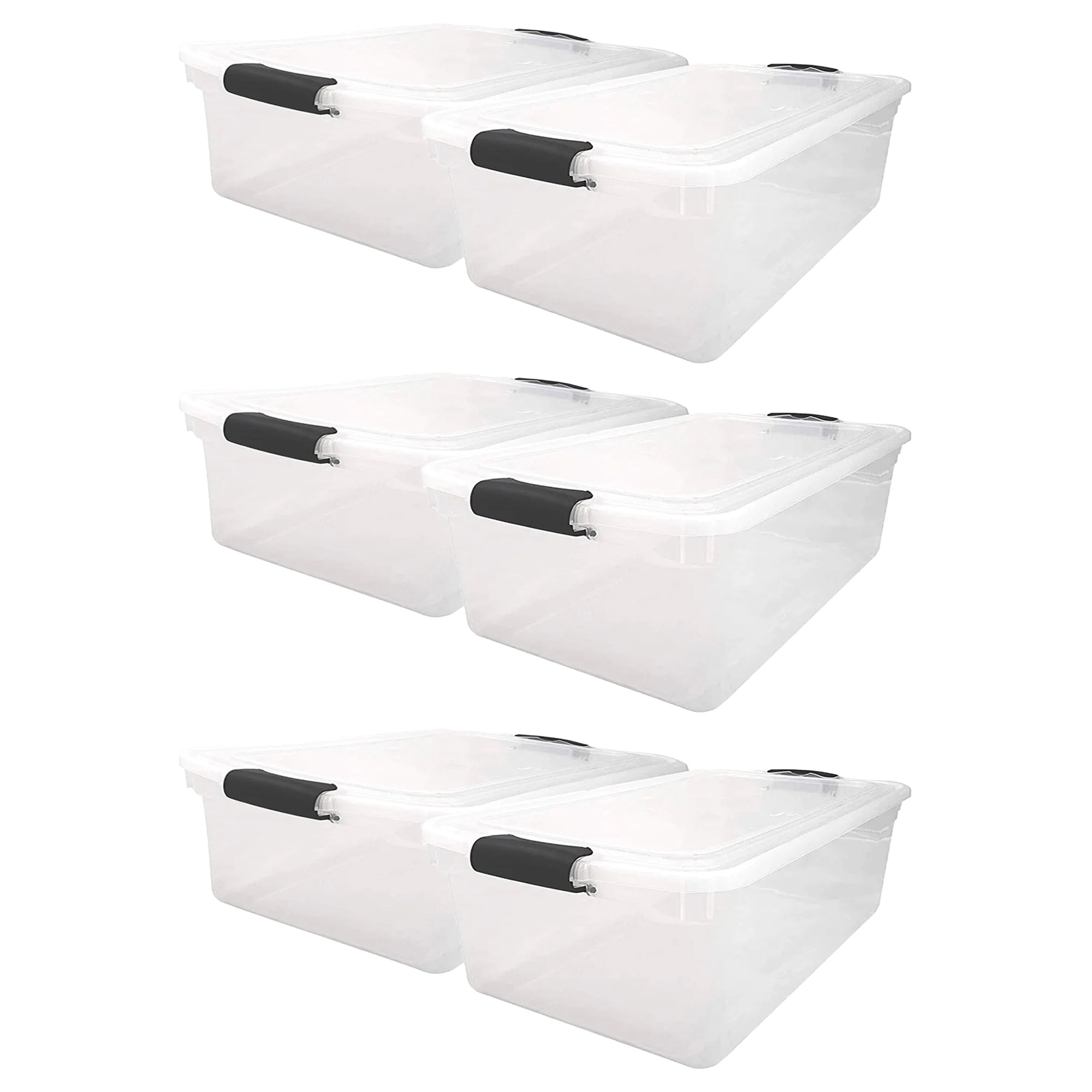 Homz 64 Qt Multipurpose Stackable Storage Bin with Latching Lids, (6