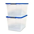 thumbnail image 1 of Homz 64-Quart Clear Stackable Plastic Storage Container, Blue/Clear, 1 of 9