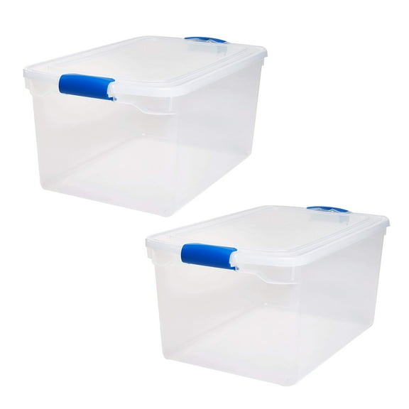 Open Box Homz 66 Qt Heavy Duty Modular Stackable Containers, Clear, 2 Pack