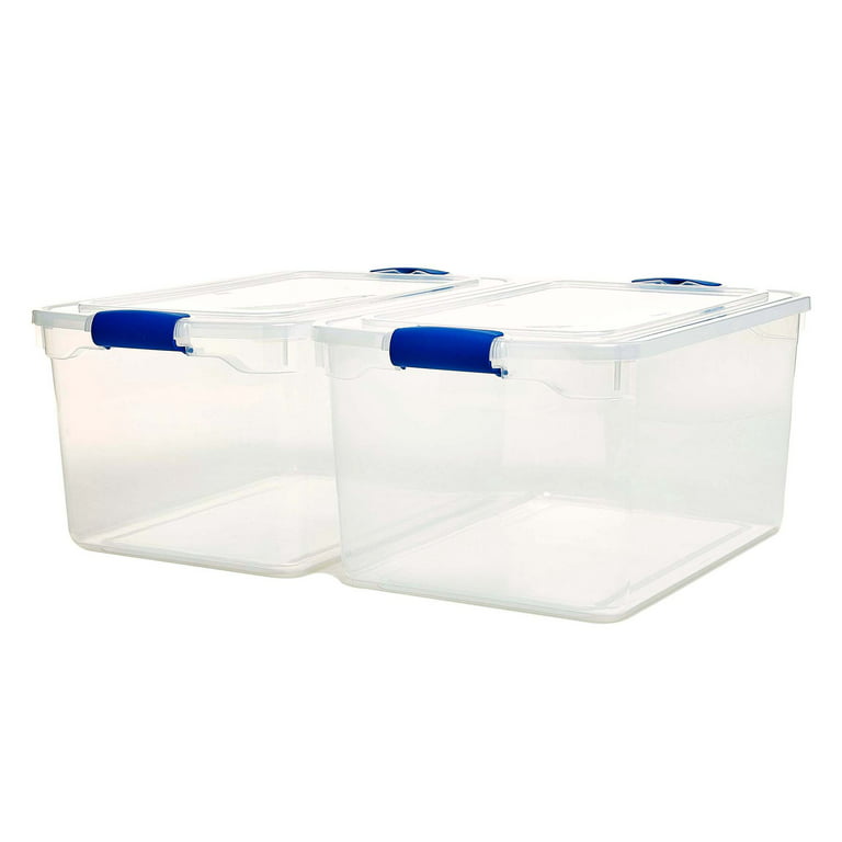 Homz 66-Quart Latching Container with Latches, Clear/Blue - 2 count