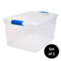 Homz® 66 Quart Clear Latching Storage Container, Clear Base with Blue Latches, Set of 2
