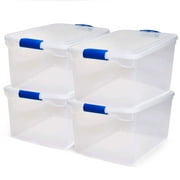 Homz 66 Quart Clear Plastic Stackable Storage Bin Containers, 4 Pack