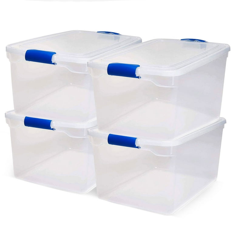 Homz 66 Qt Plastic Large Storage Bins with Lids, Heavy Duty