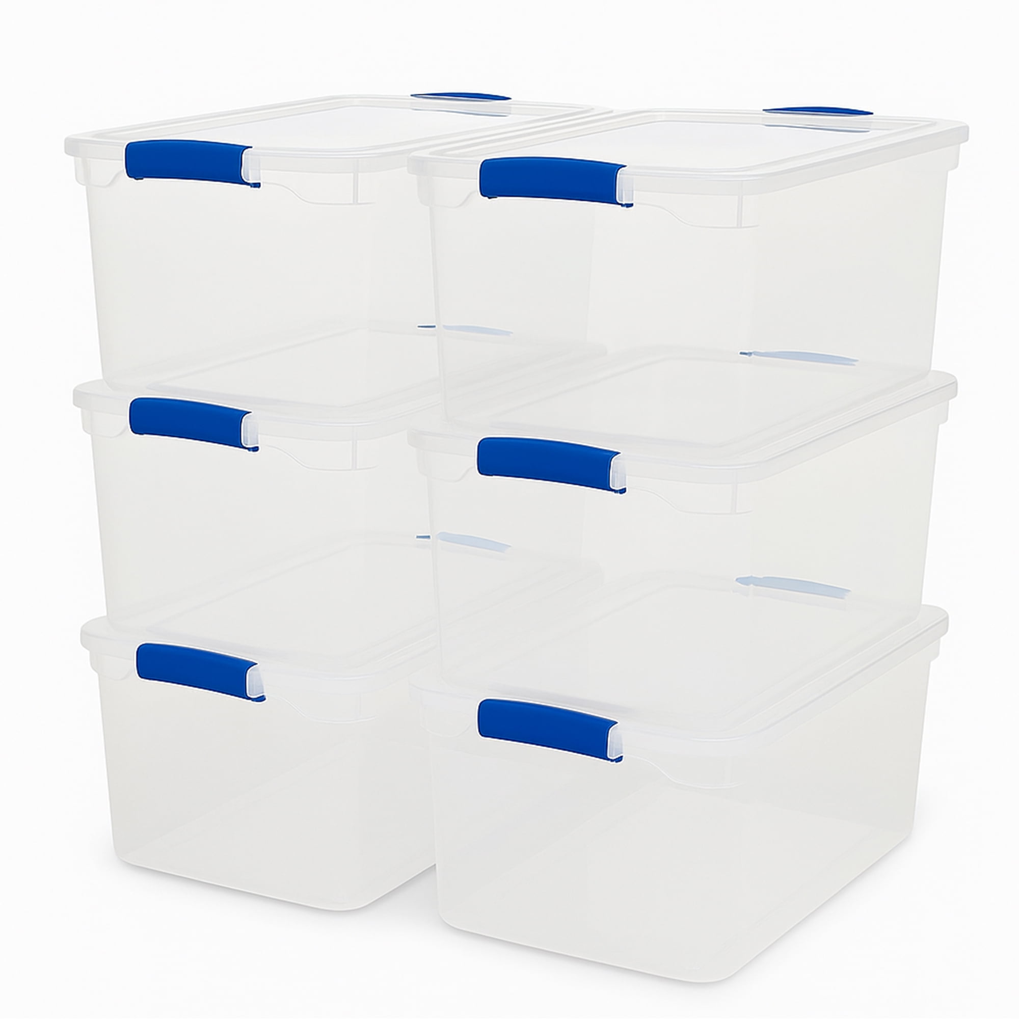 Homz 66 Quart Strong Modular Stackable Storage Containers, Clear