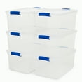thumbnail image 1 of Homz 66 Quart Strong Modular Stackable Storage Containers, Clear, 6 Pack, 1 of 8