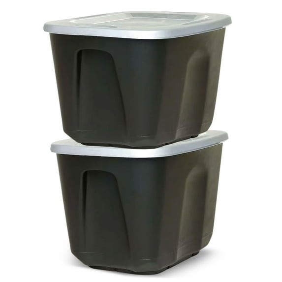 Homz 6610BKTS.10 10 Gal Molded Plastic Storage Bin with Secure Lid (2 Pack)
