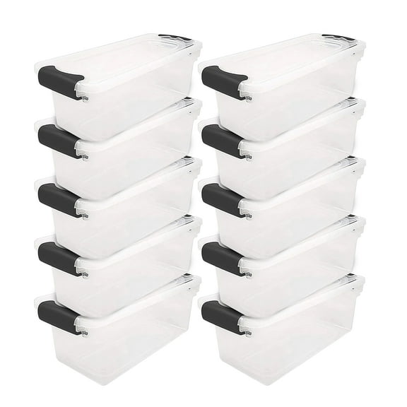 Homz 7.5 Qt Storage Organizing Container Bin with Latching Lids, (10 Pack)