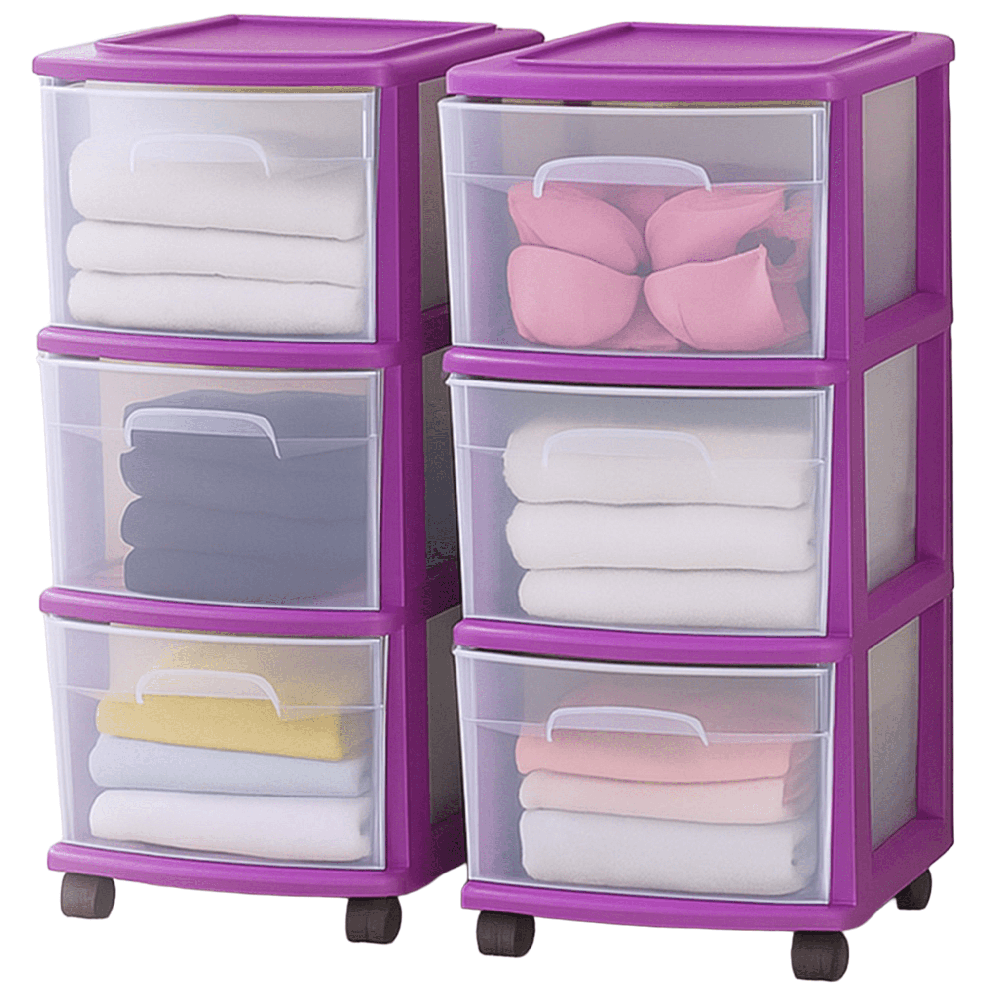 Homz, Storage Container Tower, 3 Drawer, 2 Pack with Wheels