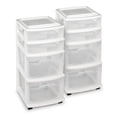 thumbnail image 1 of Homz Clear Plastic 4 Drawer Home Storage Container Tower w/Wheels (2 Pack), 1 of 8
